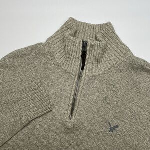 American Eagle 1/4 Zip‎ Sweater Men's Sz Small Long Sleeve Pullover Beige